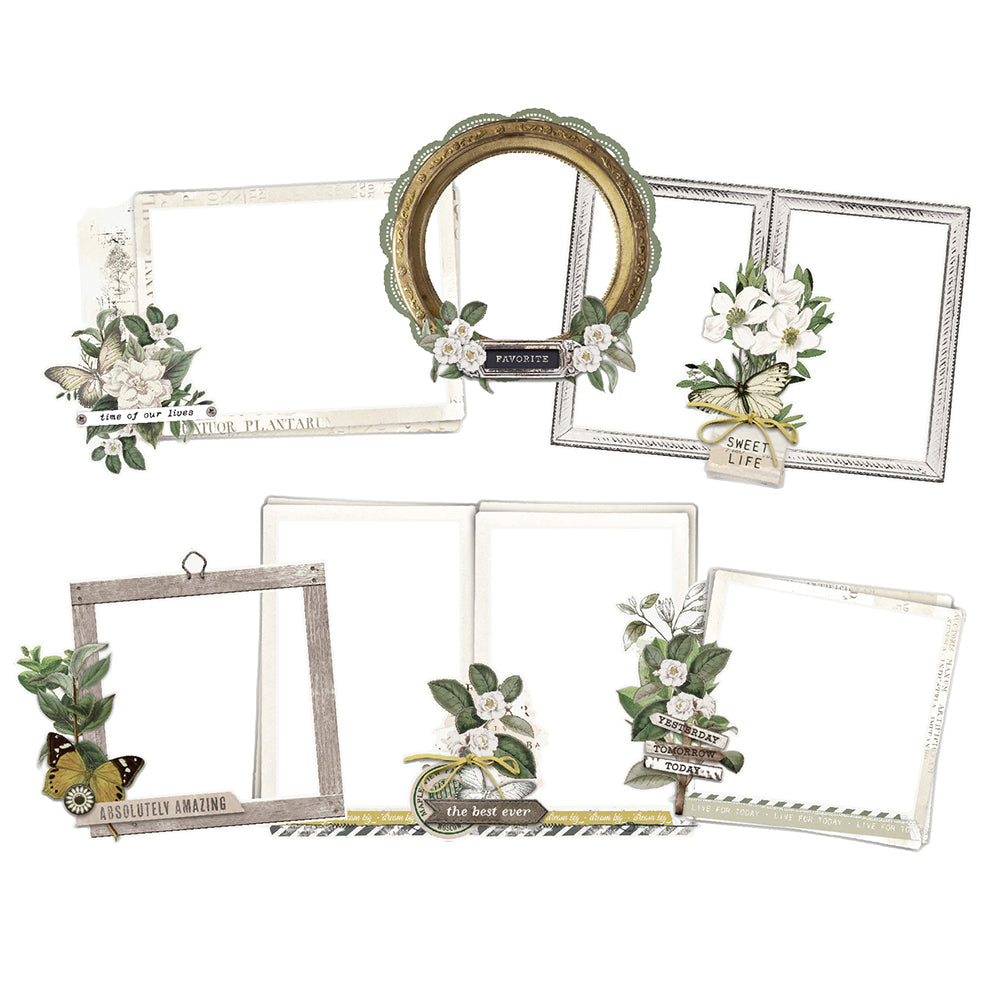 Simple Vintage Weathered Garden - Chipboard Frames