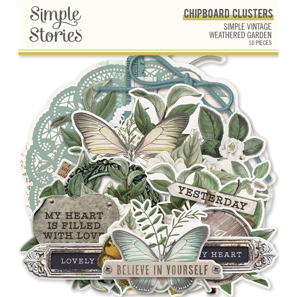 Simple Vintage Weathered Garden - Chipboard Clusters