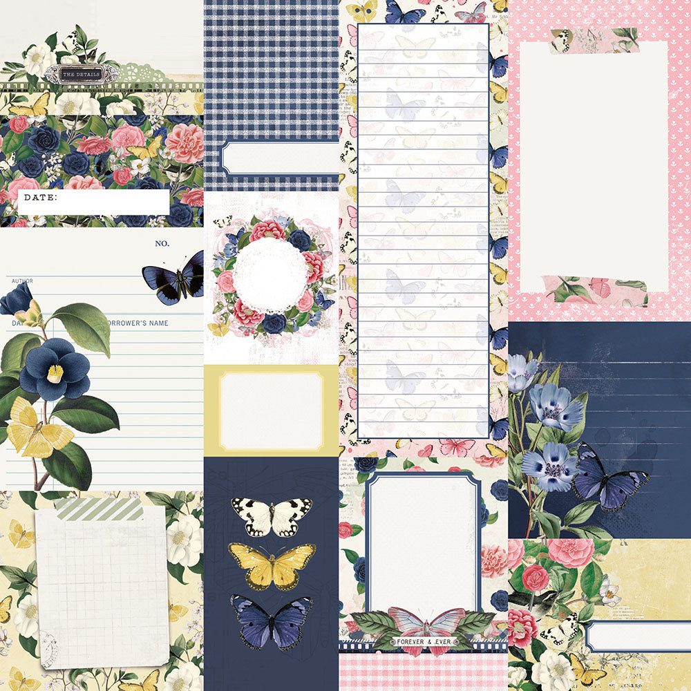 Simple Vintage Indigo Garden - Journal Elements