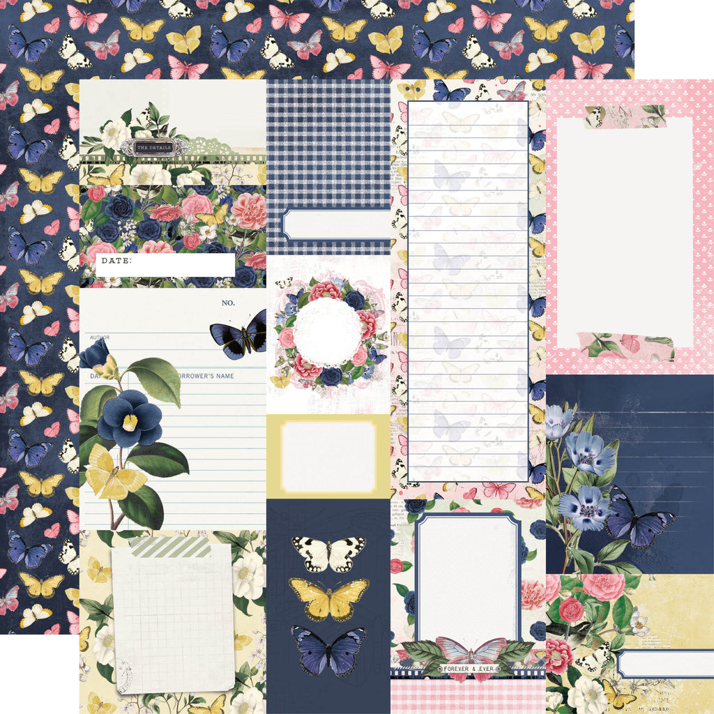 Simple Vintage Indigo Garden - Journal Elements