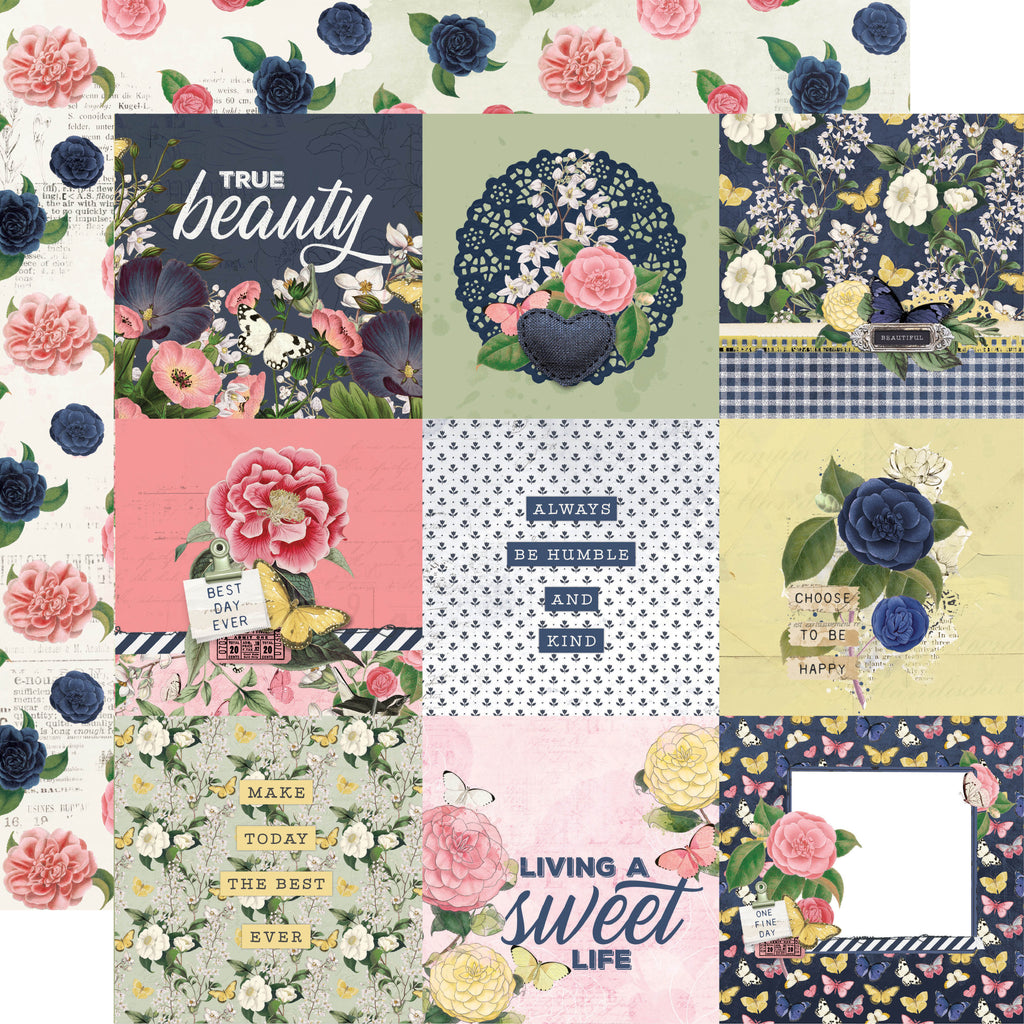 Simple Vintage Indigo Garden - 4x4 Elements