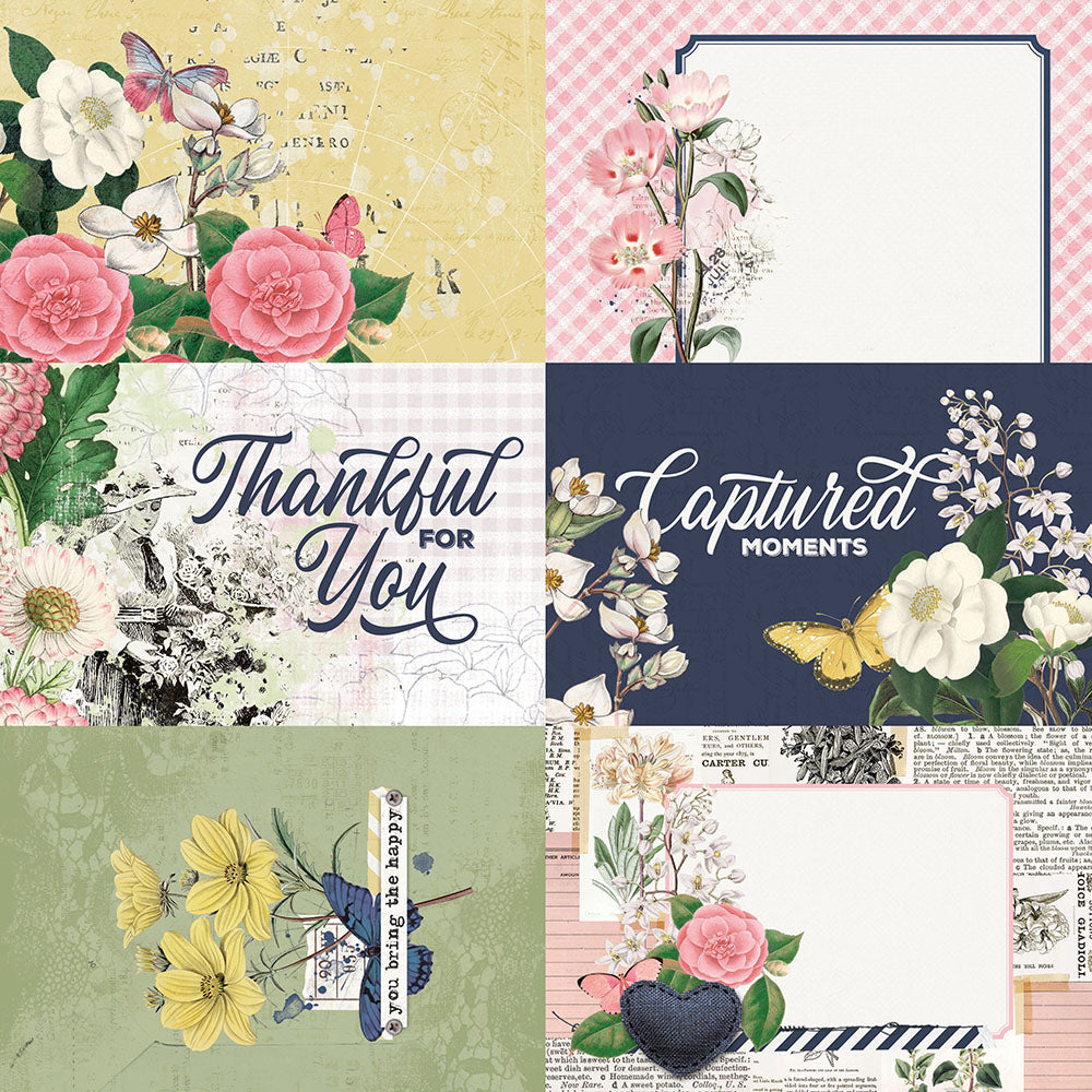 Simple Vintage Indigo Garden - 4x6 Elements