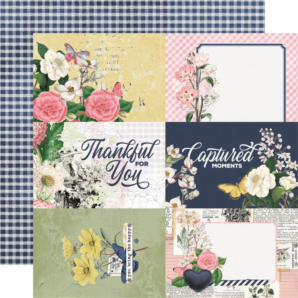 Simple Vintage Indigo Garden - 4x6 Elements