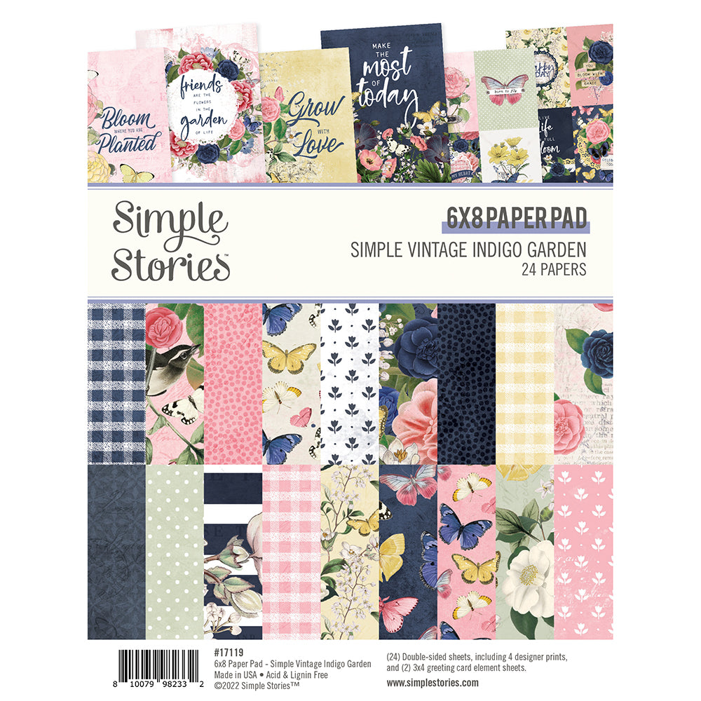 Simple Vintage Indigo Garden - 6x8 Pad