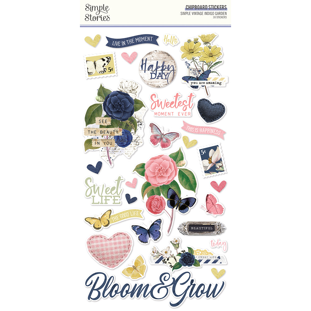 Simple Vintage Indigo Garden - 6x12 Chipboard