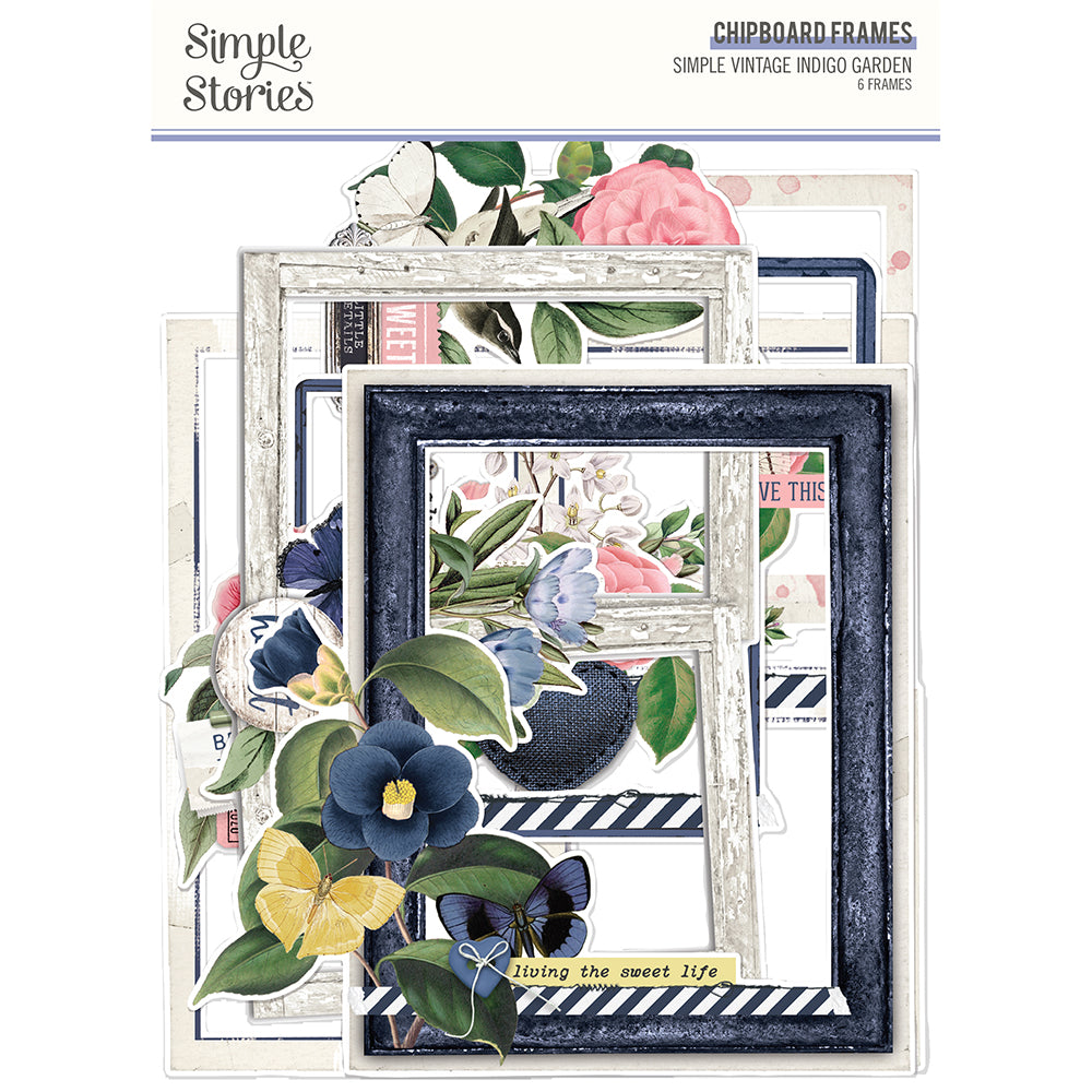 Simple Vintage Indigo Garden - Chipboard Frames