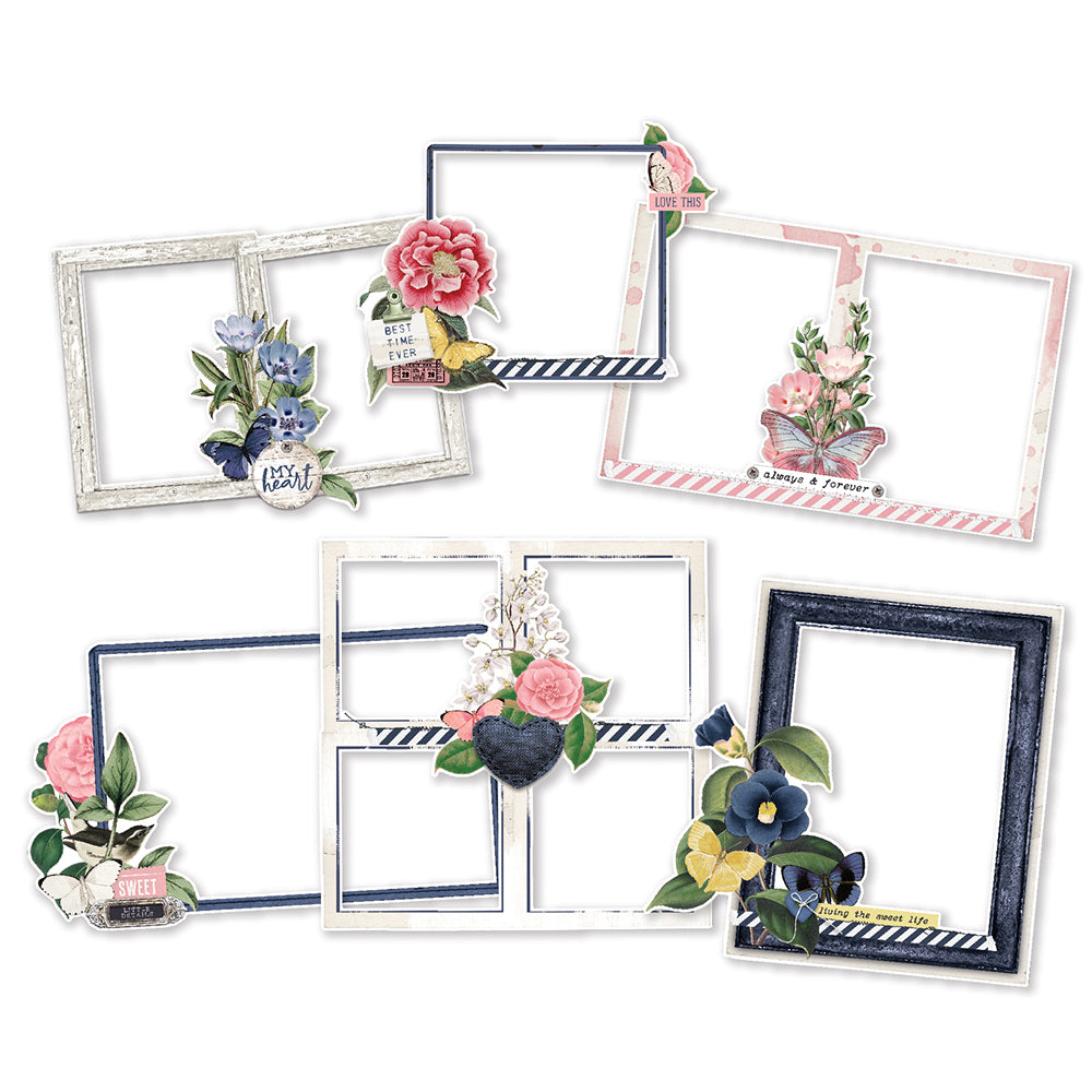 Simple Vintage Indigo Garden - Chipboard Frames