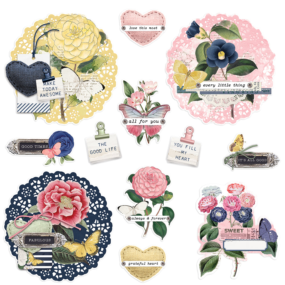 Simple Vintage Indigo Garden - Chipboard Clusters