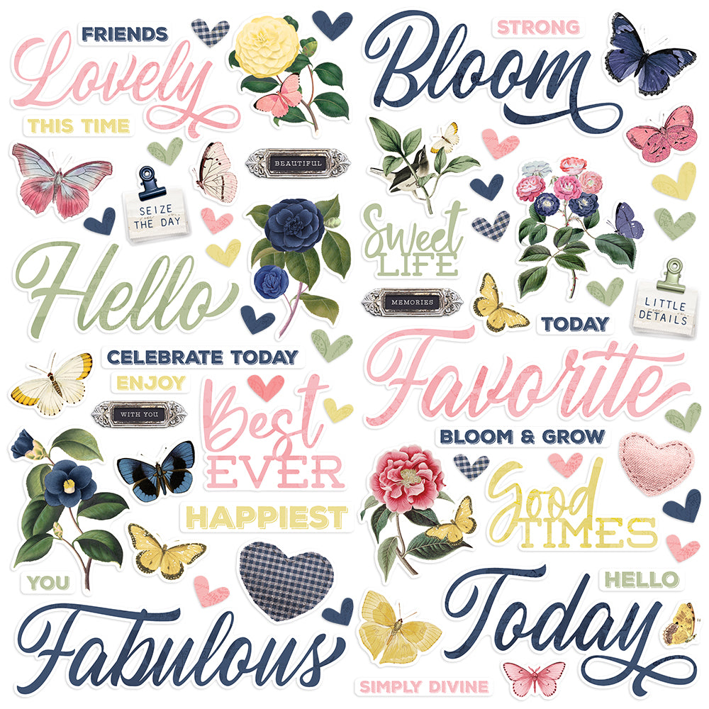 Simple Vintage Indigo Garden - Foam Stickers