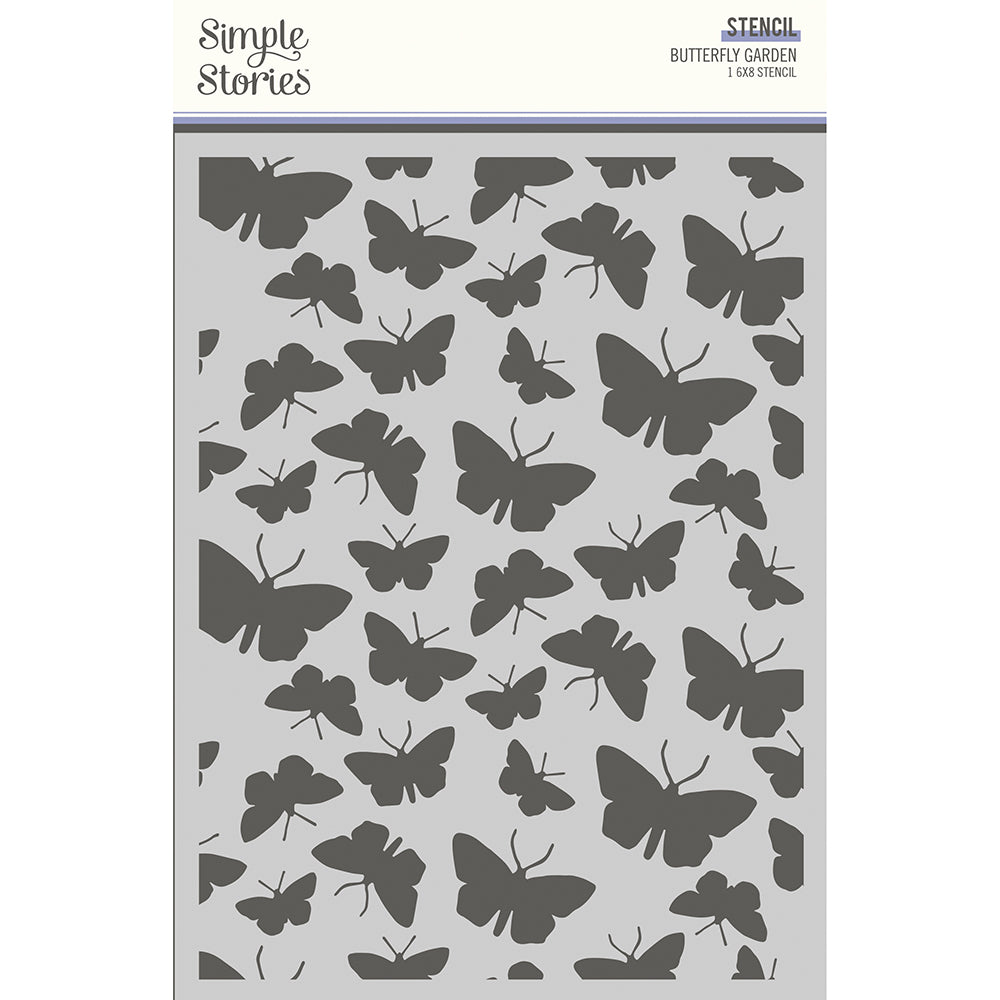 Simple Vintage Indigo Garden - 6x8 Stencil - Butterfly Garden