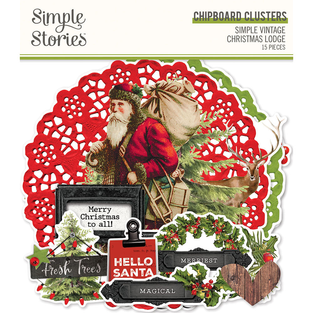 Simple Vintage Christmas Lodge - Chipboard Clusters