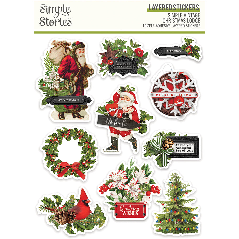 Simple Vintage Christmas Lodge - Layered Stickers