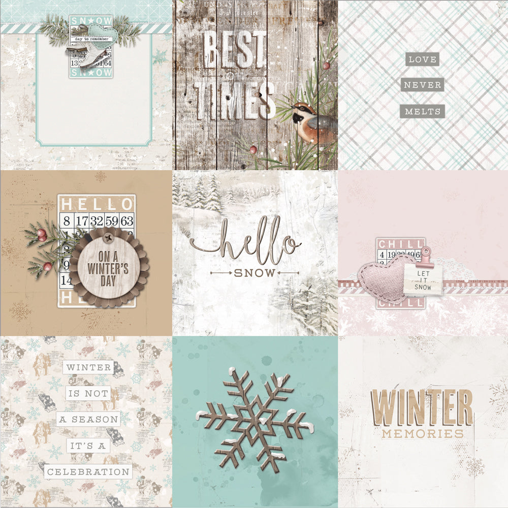 Simple Vintage Winter Woods - 4x4 Elements