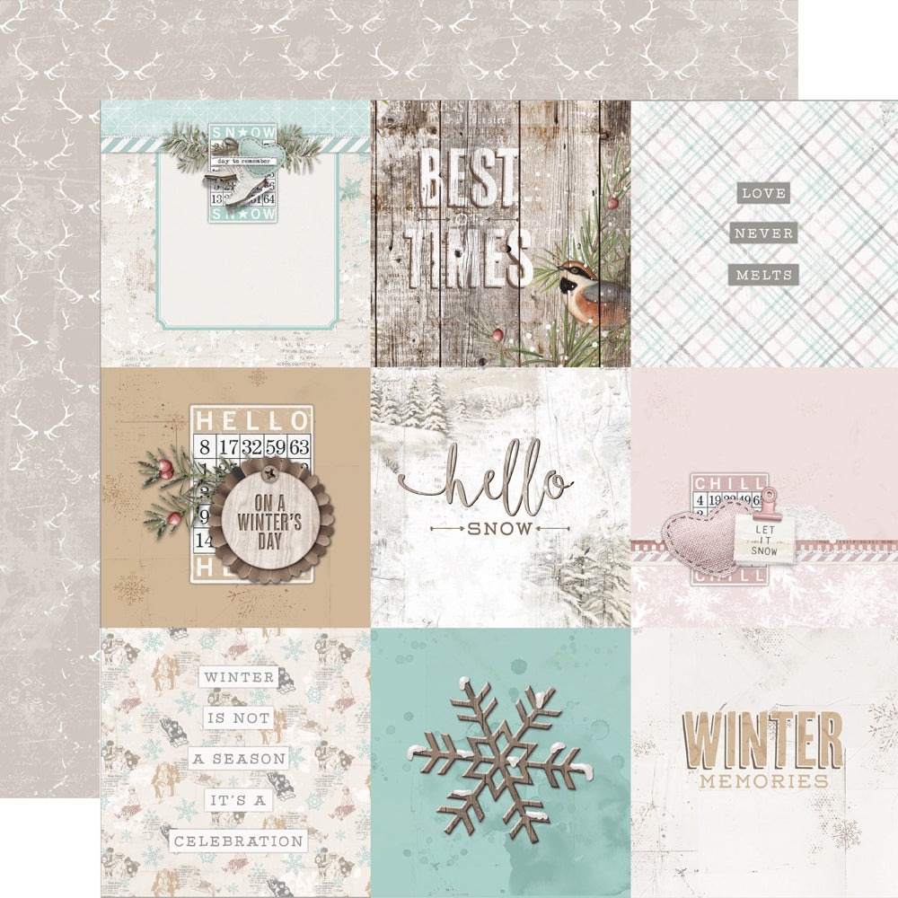 Simple Vintage Winter Woods - 4x4 Elements