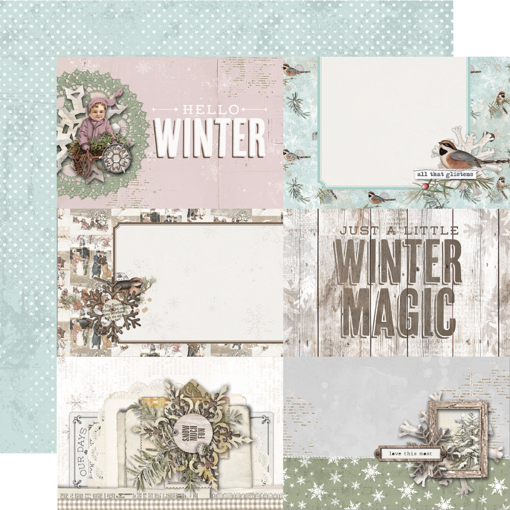 Simple Vintage Winter Woods - 4x6 Elements