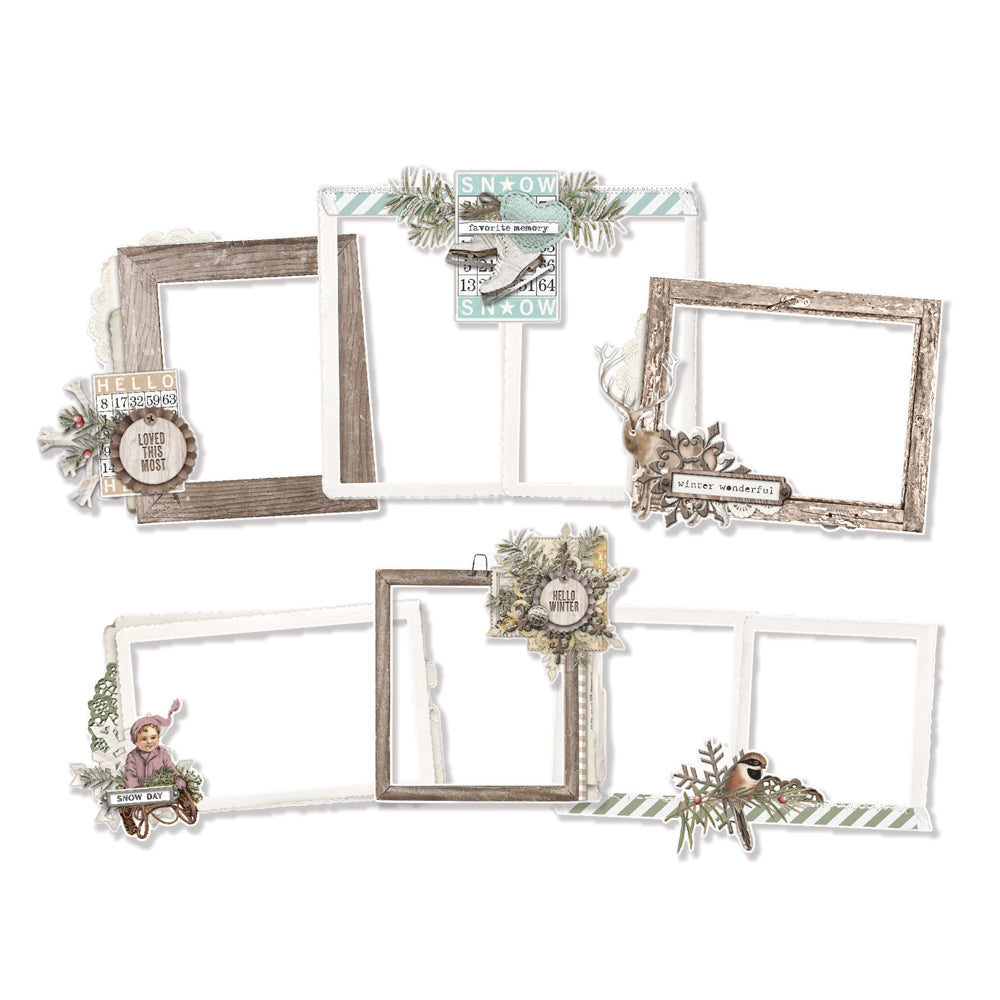 Simple Vintage Winter Woods - Chipboard Frames