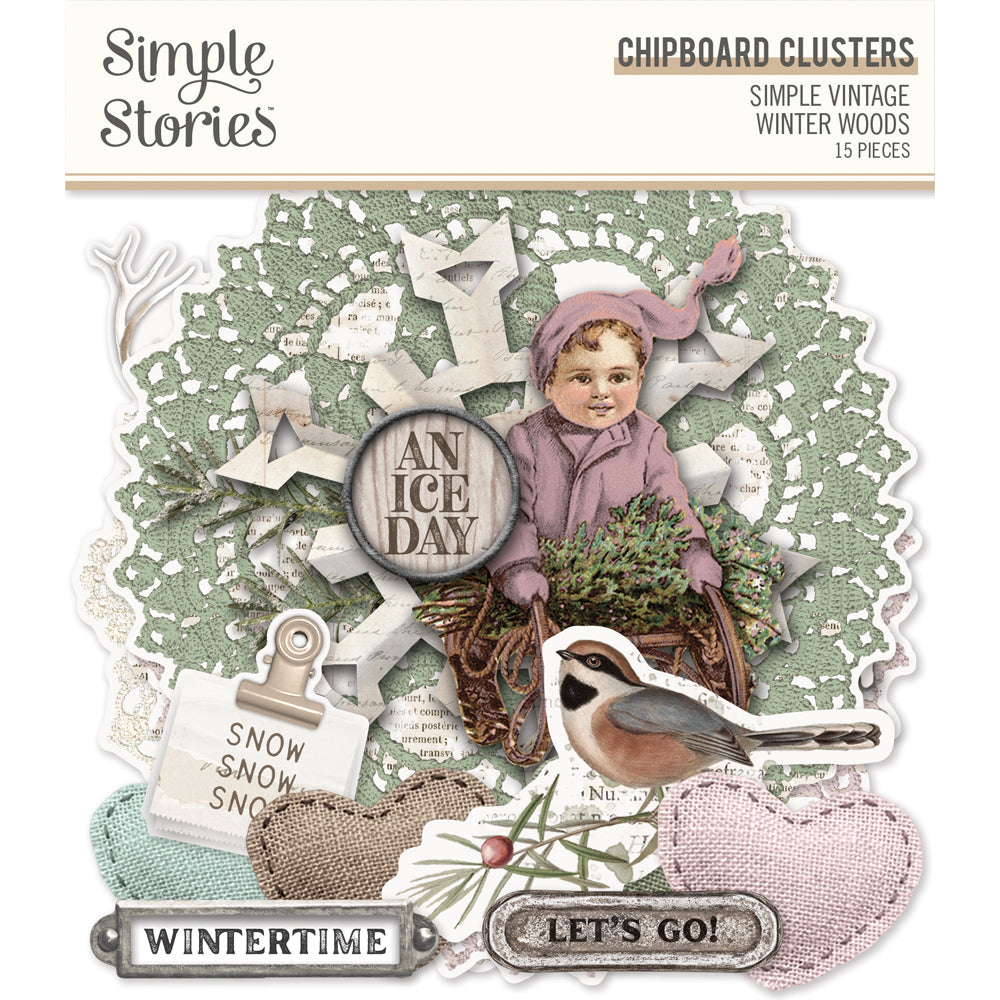 Simple Vintage Winter Woods - Chipboard Clusters