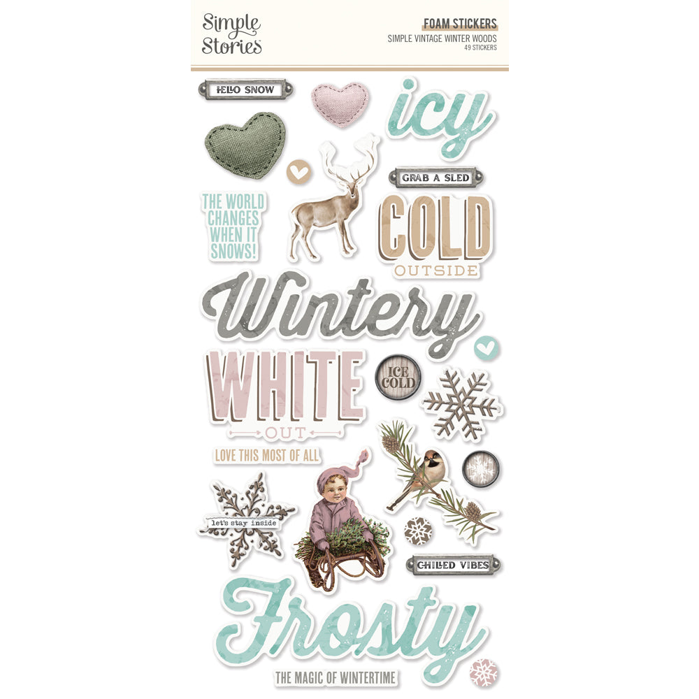 Simple Vintage Winter Woods - Foam Stickers