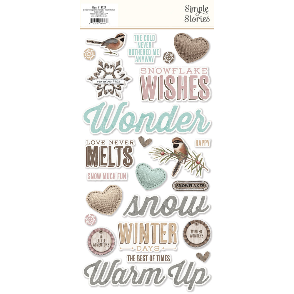 Simple Vintage Winter Woods - Foam Stickers