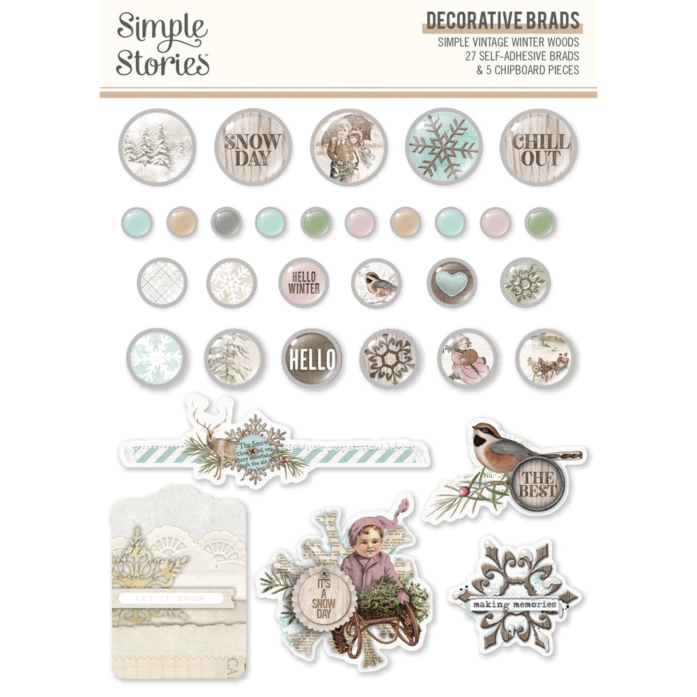 Simple Vintage Winter Woods - Decorative Brads