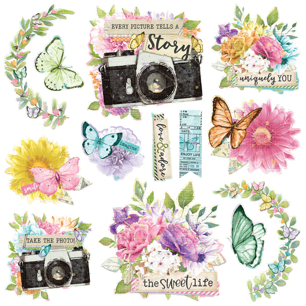 Simple Vintage Life in Bloom - Chipboard Clusters