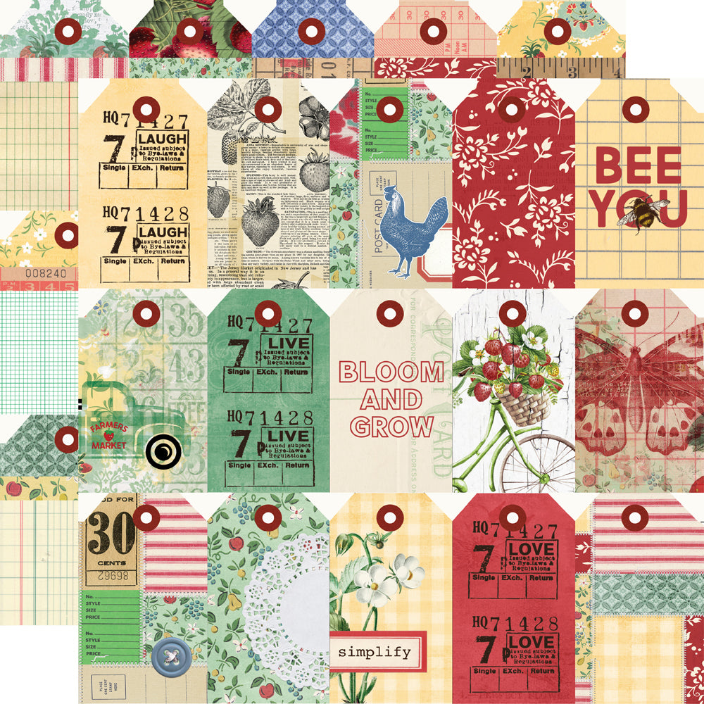 Simple Vintage Berry Fields  - Tag Elements