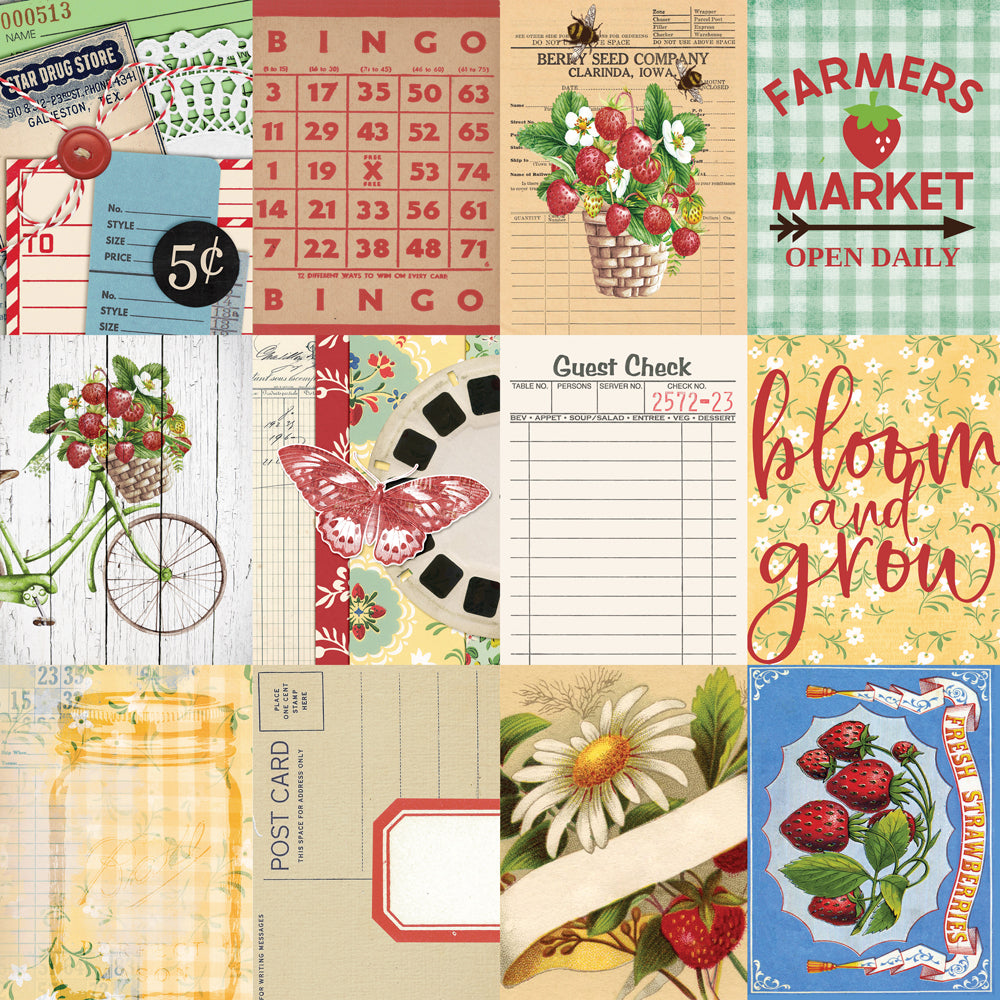 Simple Vintage Berry Fields  - 3x4 Elements