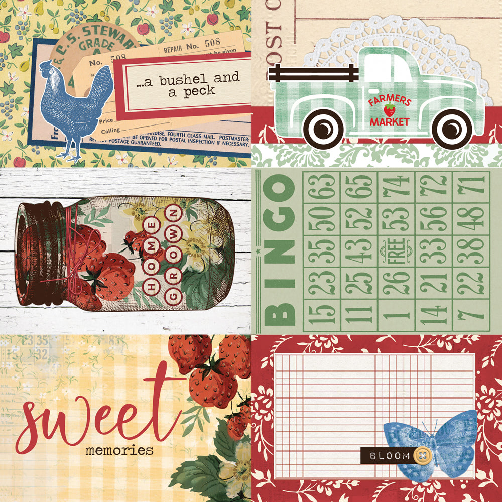 Simple Vintage Berry Fields  - 4x6 Elements