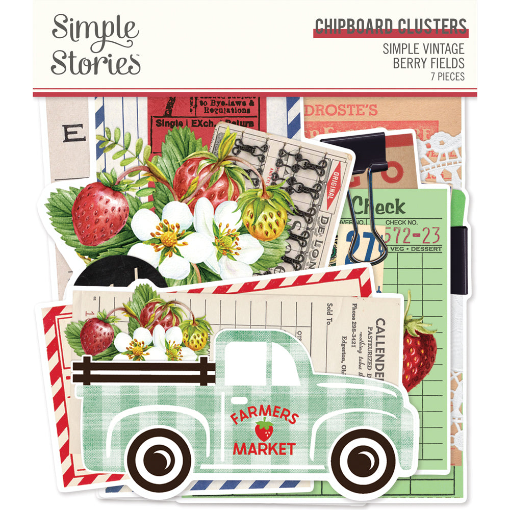 Simple Vintage Berry Fields  - Chipboard Clusters