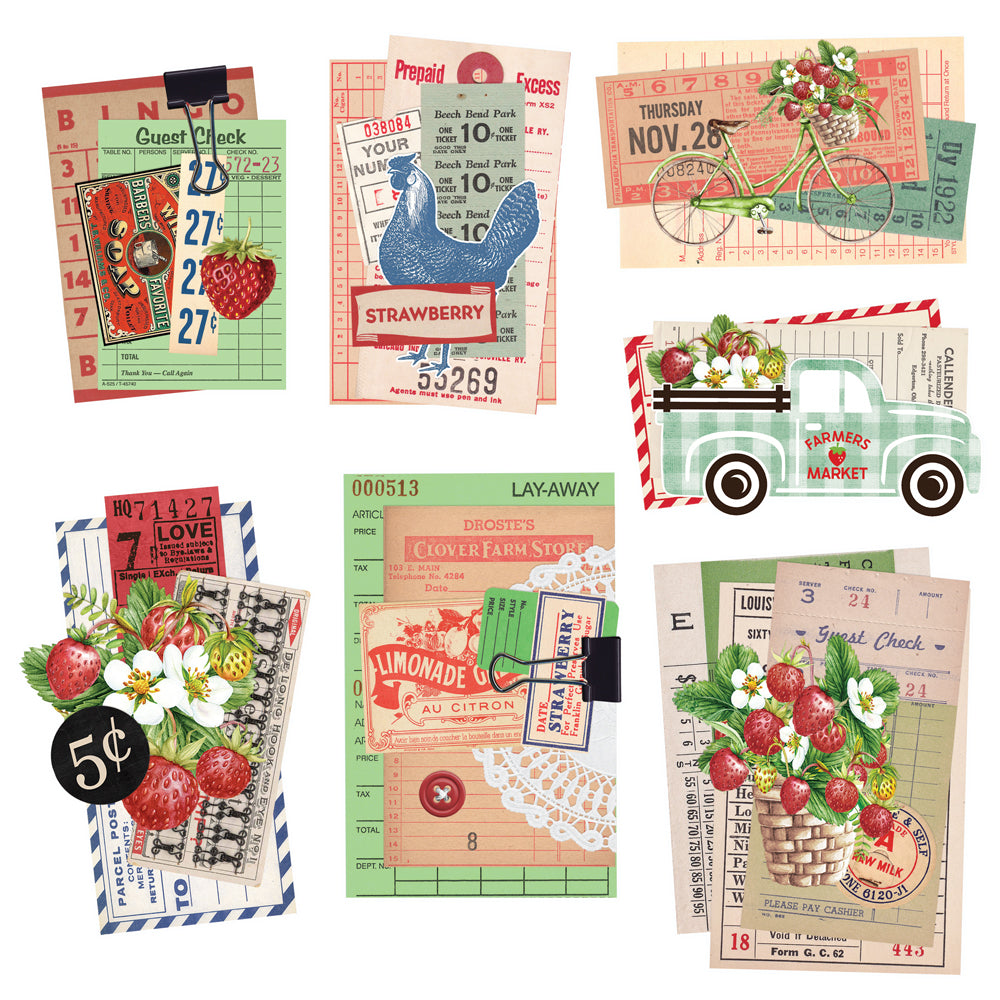 Simple Vintage Berry Fields  - Chipboard Clusters