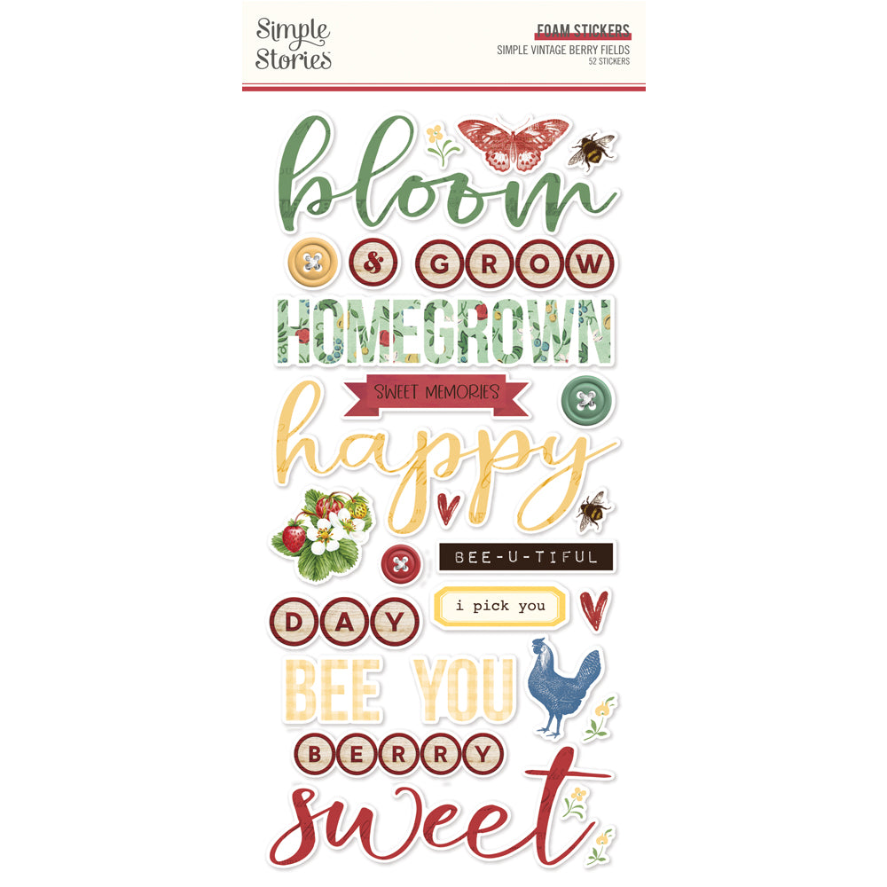 Simple Vintage Berry Fields  - Foam Stickers