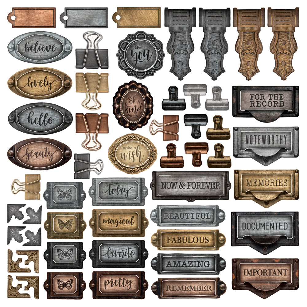 Simple Vintage Essentials  - Chipboard Metal Hardware