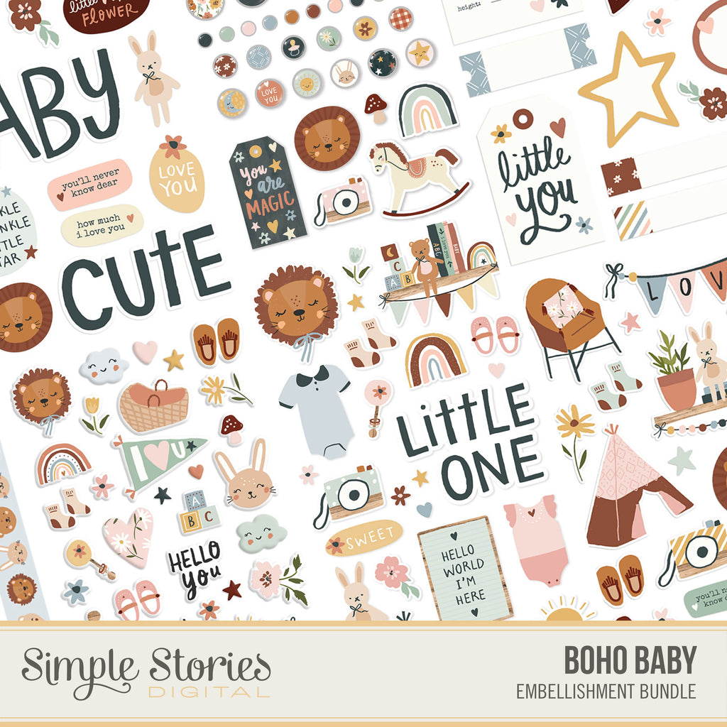 Boho Baby Digital Embellishment Bundle