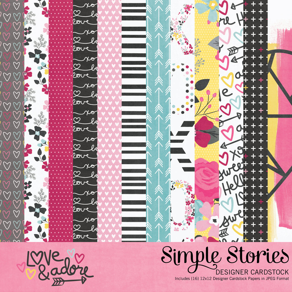 Love and Adore Digital Designer Cardstock