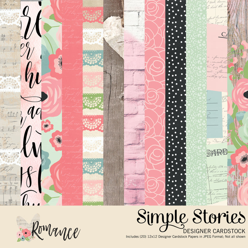 Romance Digital Designer Cardstock