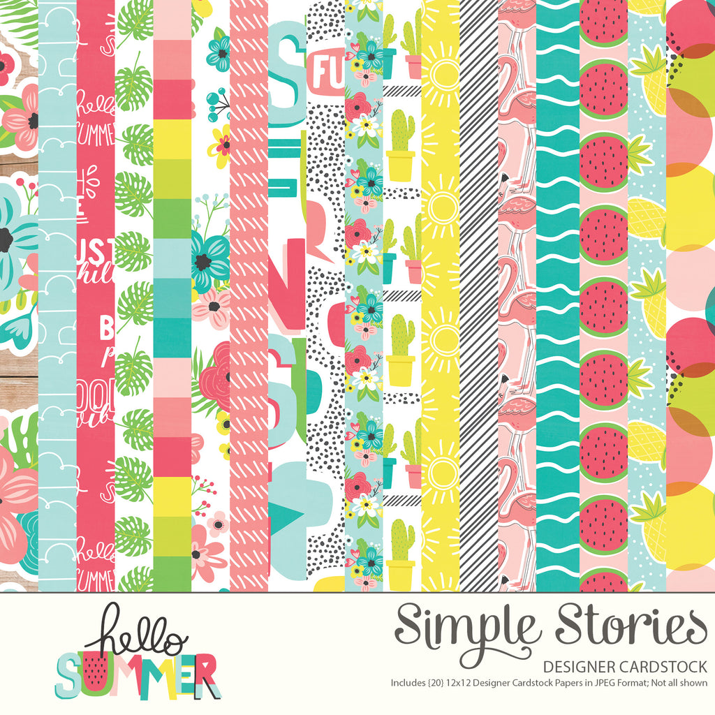 Hello Summer Digital Designer Cardstock