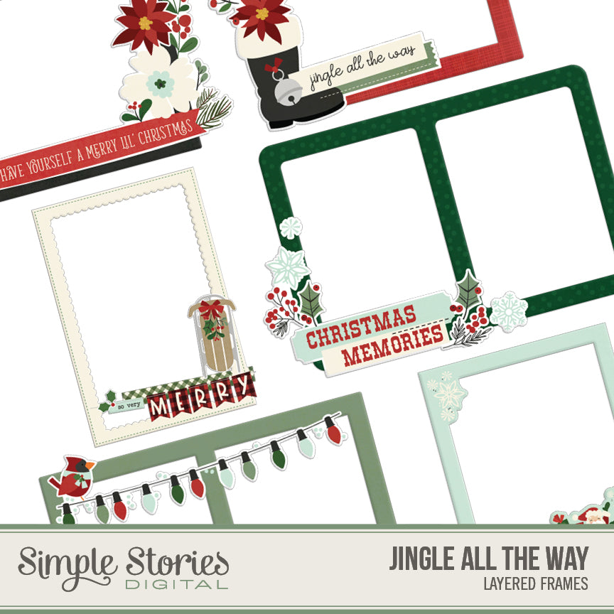 Jingle All the Way Digital Chipboard Frames