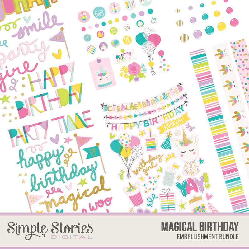 Magical Birthday Digital Embellishment Bundle